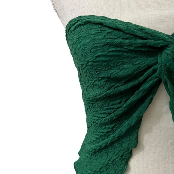 Shein Green Textured‎ Strapless Butterfly Crop Top Size Small - Picture 2 of 7